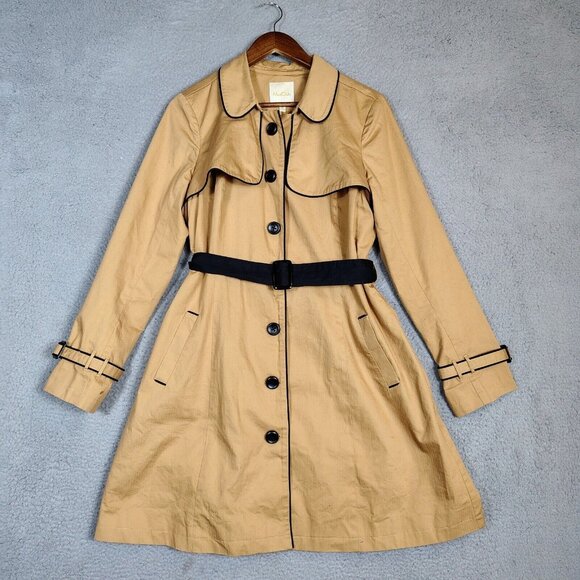 Modcloth Jackets & Blazers - ModCloth Trench Coat Women's XL Tan Belted Waist Mid-Length Lightweight Retro